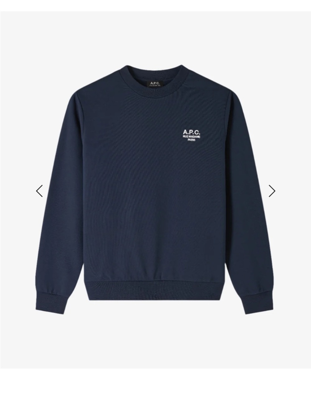 A.P.C. Women’s Navy Crewneck Sweatshirt with Chest Logo